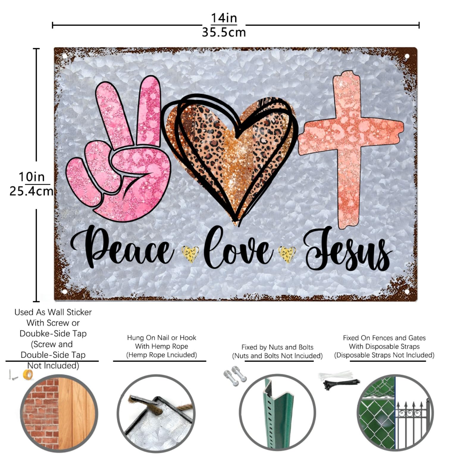 Amazon.com: Peace Love Jesus Sign Vintage Funny Metal Sign For